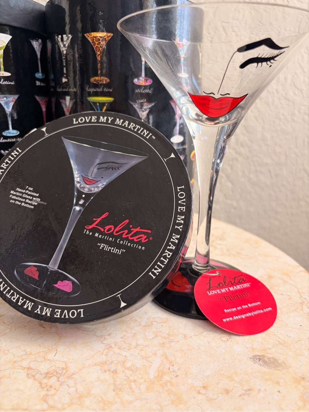Lolita Martini Glass with Red Lip Design